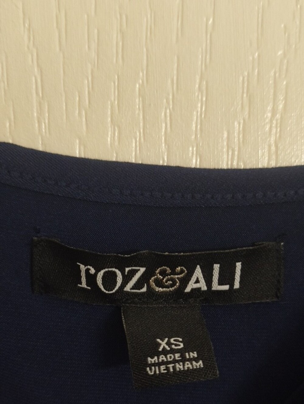 Roz & Ali Navy Ruffle-Front Wide-Leg Jumpsuit - Picture 2 of 3